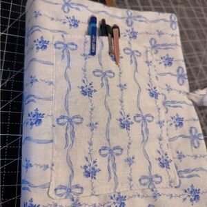 Floral Blue and White Fabric Bible cover
